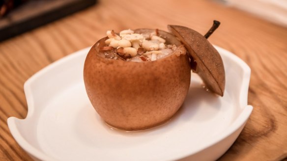 Baesook dessert of stuffed pear.