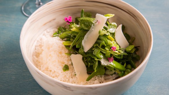 Go-to dish: Broad beans, young peas aged goat's cheese.