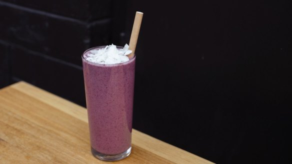 A bare berry and coconut smoothie.