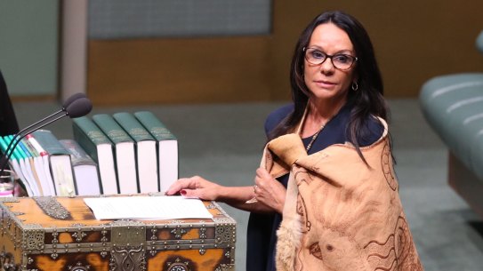 Linda Burney, member for Barton, delivers her emotional maiden speech at Parliament House.