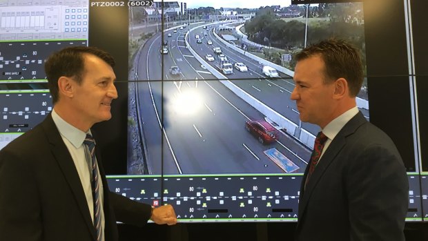 Lord Mayor Graham Quirk and Transurban's Wes Ballantine announce their agreement for the toll road operator to upgrade and run the Inner City Bypass.