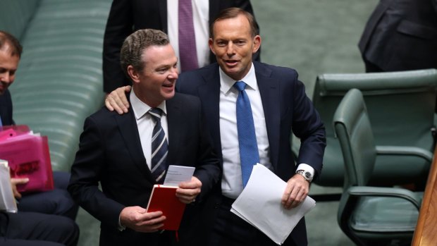 In happier times: Christopher Pyne and Tony Abbott. 