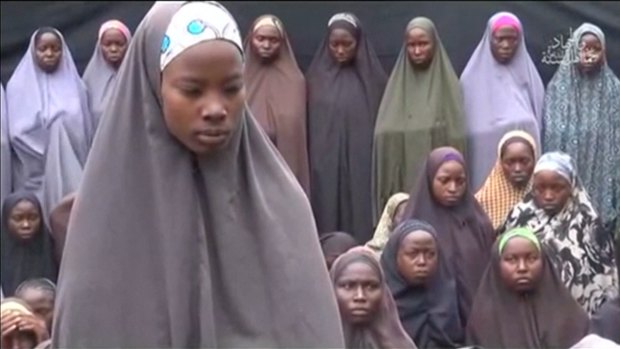 Some of the girls kidnapped from Chibok in the 2014 video.