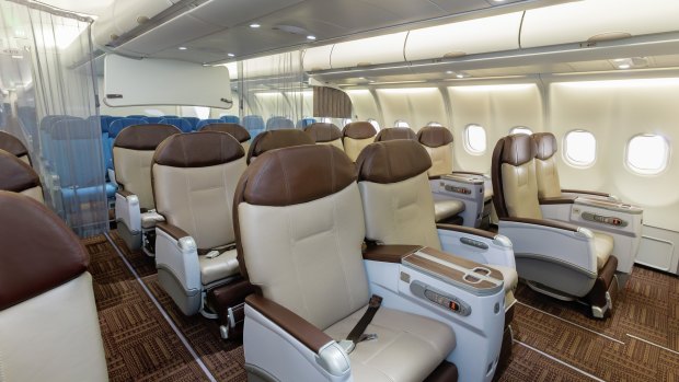 Hawaiian Airlines business class cabin.