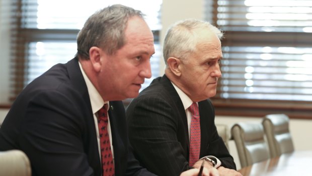 Deputy Prime Minister Barnaby Joyce and Prime Minister Malcolm Turnbull meet with representatives of the Devondale Murray Goulburn board. 