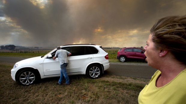 Jenny Sobey and her husband stopped cars as the fast-moving fire hit Coghills Creek near Mount Bolton.