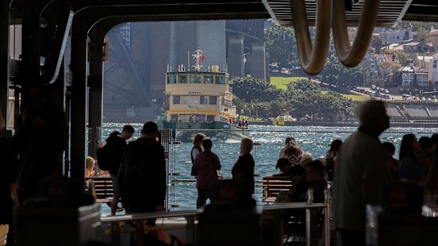 About 80 ferry trips occur during the morning peak hour on week days at Circular Quay.