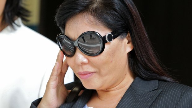 Helen Liu leaving the Sydney Supreme Court.