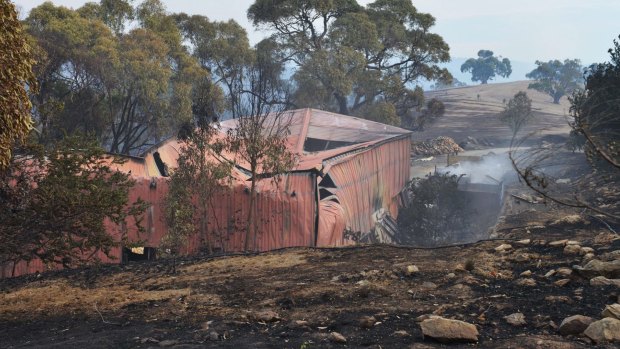 Bushfires destroyed this shed in Upper Hermitage in the Adelaide Hills.