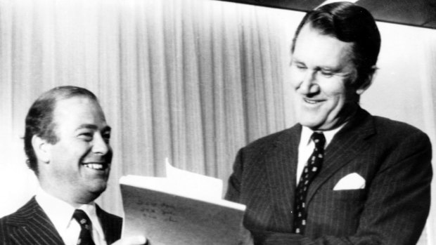 Malcolm Fraser, right, and his treasurer Phil Lynch. A demanding workaholic, Fraser continued Whitlam's trend of centralising power.