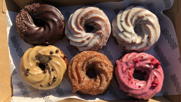 Moon's choux pastry crullers come in six flavours.