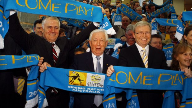 All for nothing: Then Opposition Leader Malcolm Turnbull, Frank Lowy and Prime Minister Kevin Rudd in 2009.