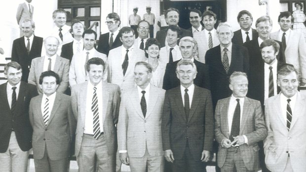 The first Hawke ministry in 1983. (Gareth Evans is far right in the second row.)