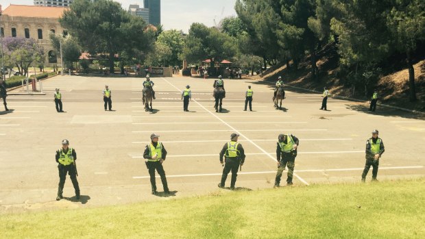 There was a heavy police presence at Parliament House.