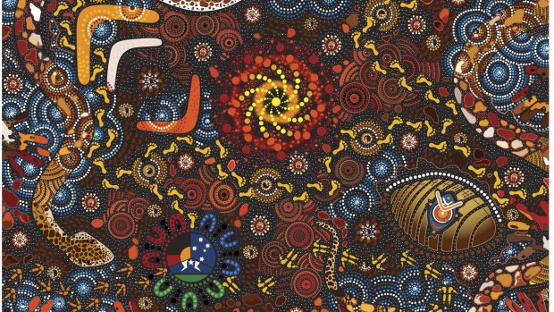 Colourful message: Thapi Wani Watina by Chern'ee Sutton, which will be emblazoned on the jerseys of the Indigenous All Stars. 