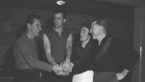 Dynamic Demons: (From left) Don Williams, Bob Johnson, Geoff Tunbridge and John Beckwith in 1958.