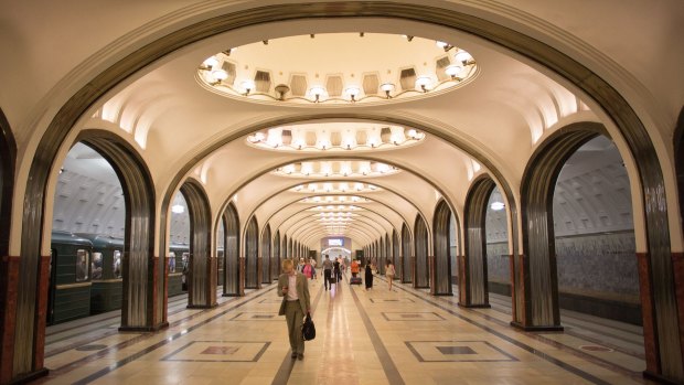 The Moscow Metro underground railway station is one of many  ornate stations worth exploring.