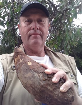 Murray Orr with the fossil tooth on the day he found it.