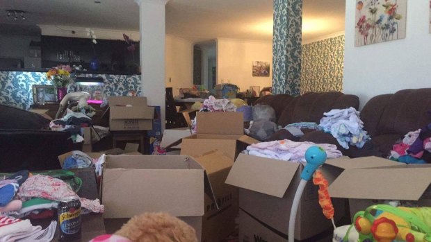 A generous mum has allowed the donated items to take over her own living space, but this is not a long-term solution. 