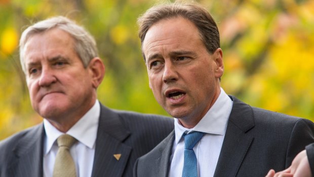 Environment Minister Greg Hunt, with Industry Minister Ian Macfarlane.