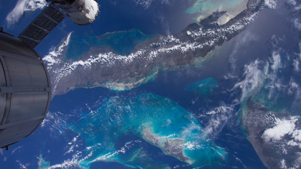 View of the Bahamas from the International Space Station from <i>A Beautiful Planet 3D</i>.