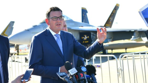 Premier Daniel Andrews, at the Avalon Airshow on Tuesday. He says Melton MP Don Nardella should repay money he claimed for living at Ocean Grove.