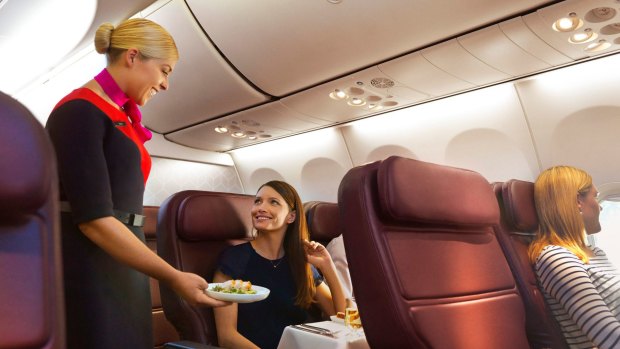 The female flight attendants are attentive, but also relaxed and fun, as fits with the informality of the destination. 