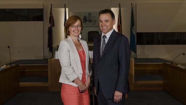 New Labor ministers Meegan Fitzharris and Chris Bourke.



