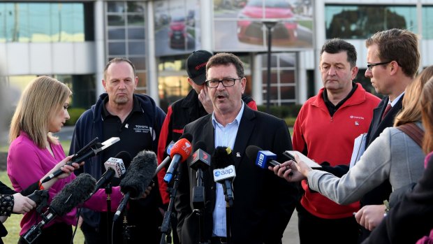 AMWU's Dave Smith at Toyota at its closure earlier in October.