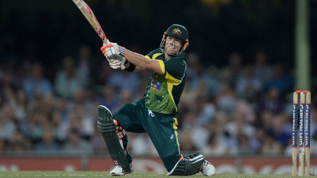 Keeping it on the pitch: David Warner in a bullish mood at the SCG.