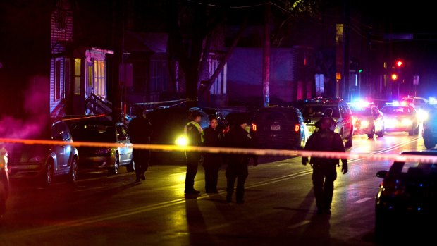Fatal shooting: Police cordoned off the scene in Madison, Wisconsin. 