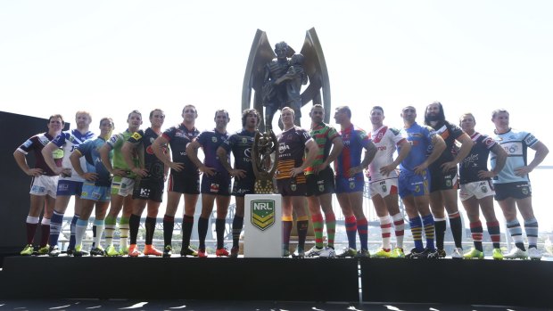 All lined up: NRL captains at Thursday's launch.