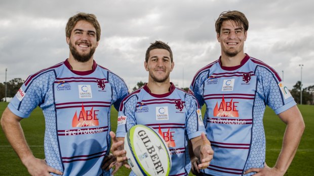 Argentinian rugby players, from left, Gonzalo Chain, Tomas Cubelli, and Maximilian Pizzamiglio.

