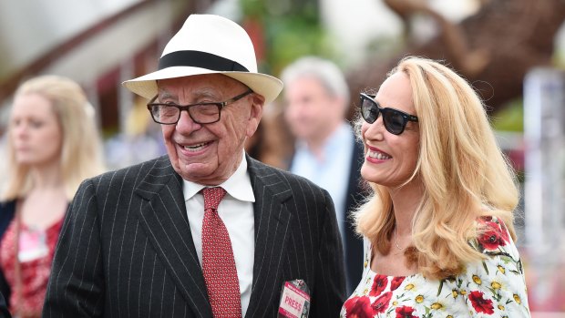 Rupert Murdoch and Jerry Hall attend Chelsea Flower Show press day at Royal Hospital Chelsea on May 23, 2016 in London, England. 