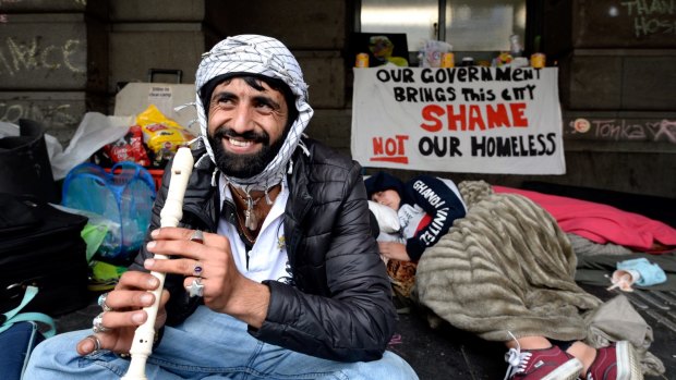 Bangash Hussain is from Pakistan and is homeless on Flinders Street.