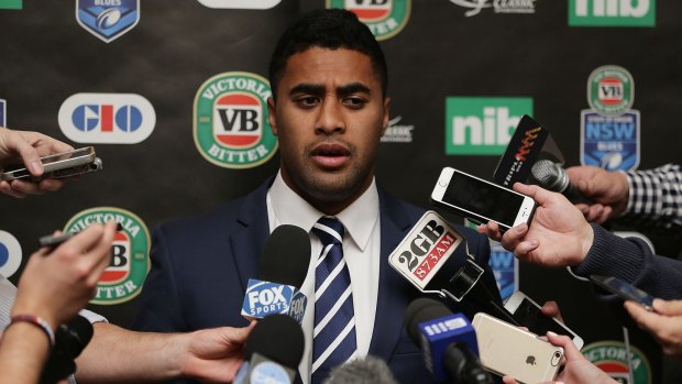 Relieved:  Michael Jennings speaks to media during the NSW State of Origin team announcement.