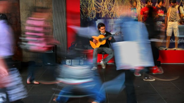 City buskers are genuine musos but not in the suburbs.