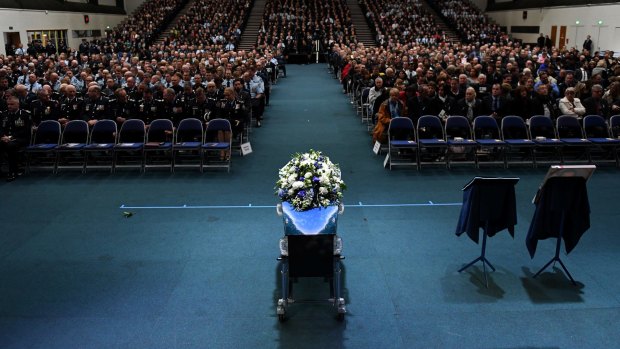 A sea of blue at the officer's funeral in Toowoomba.