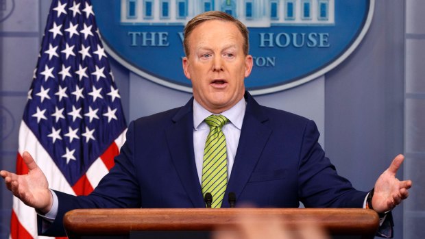 White House press secretary Sean Spicer pushed Trump's message on the media's reporting on terror attacks. 