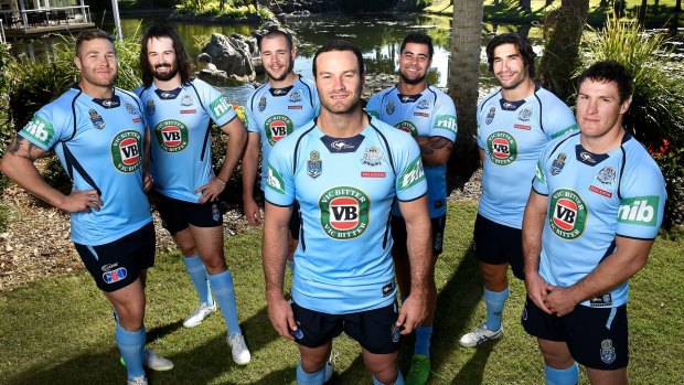 Pack animals: NSW's Trent Merrin, Aaron Woods, David Klemmer, Boyd Cordner, Andrew Fifita, James Tamou and Josh Jackson.