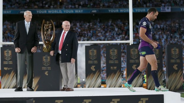 Tough day: Cam Smith leaves the stage after receiving his runners-up medal last season.