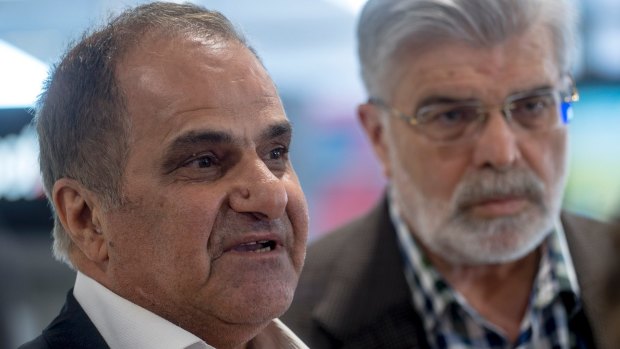 Labor MP Khalil Eideh, left, with Senator Kim Carr at Melbourne Airport in July.