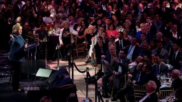 Hillary Clinton speaks at a LBGT For Hillary Gala in New York on Friday.