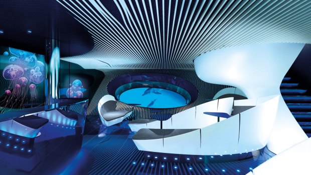 The dark and cavernous Blue Eye lounge has more than a hint of a Bond villain's lair.