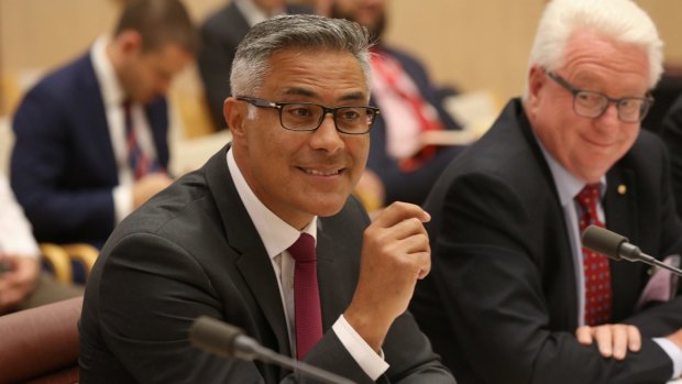 Ahmed Fahour and John Stanhope appeared before Senate Estimates in early 2017 to explain high salaries at the government-owned company. 