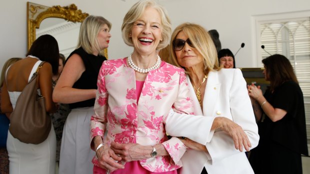 Carla Zampatti and Dame Quentin Bryce at the launch of Zampatti's book, <i>My Life, My Look</i>, in Sydney. 