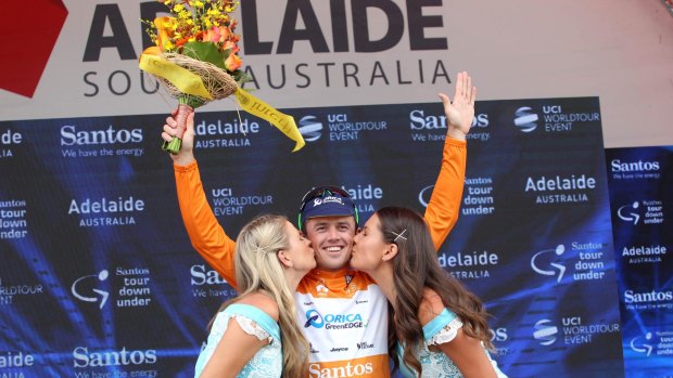 Stage 4 Tour Down Under in January as Orica GreenEdge rider Simon Gerrans wins back to back stages to take the Tour Ochre jersey.
