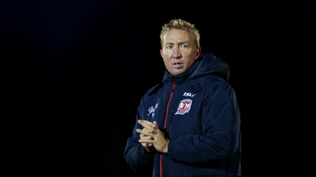 Northern exposure: Roosters coach Trent Robinson looks on during a training session at Victoria Park Arena in Warrington.