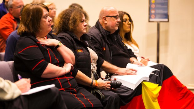 Representatives from the local Indigenous community at the public forum to discuss the decision by Darebin Council to cease Australia Day celebrations on January 26.