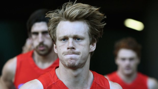 Fighting chance: Callum Mills hurt his hamstring in the Swans' qualifying final loss to Greater Western Sydney, but has recovered enough to be in the selection mix.
